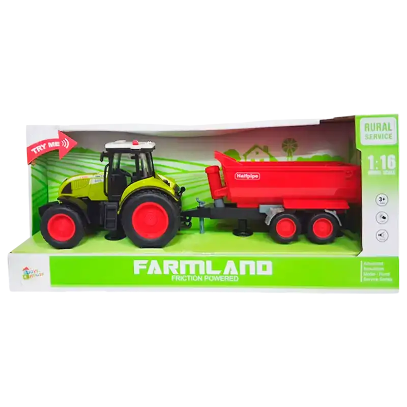 TRACTOR C/VOLQUETE, SONIDO Y LUZ ESC 1:16