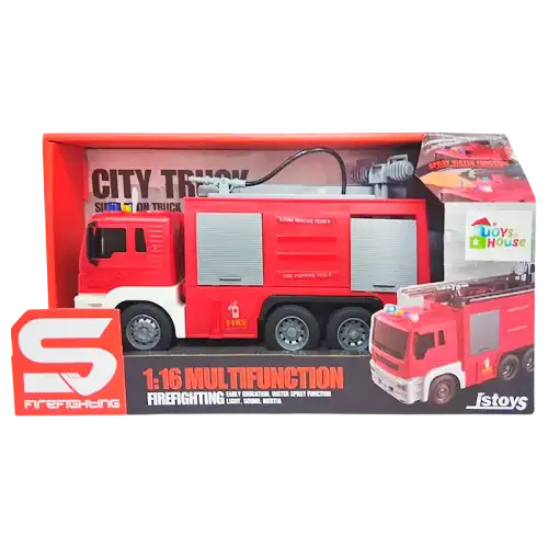 CAMION BOMBERO TIRA AGUA, SONIDO Y LUZ ESC 1:16