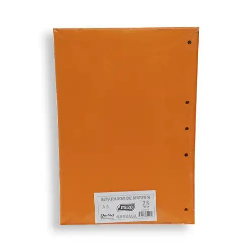 SEPARADOR DE CARTULINA A4 NARANJA MIL28