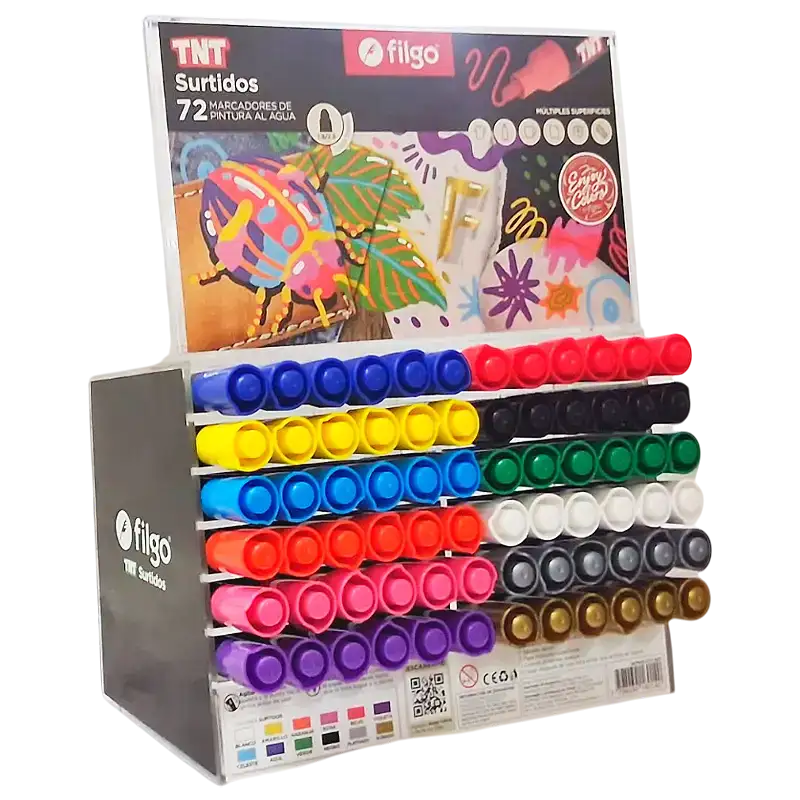 EXHIBIDOR MARCADOR PINTURA AL AGUA TNT X72 FILGO