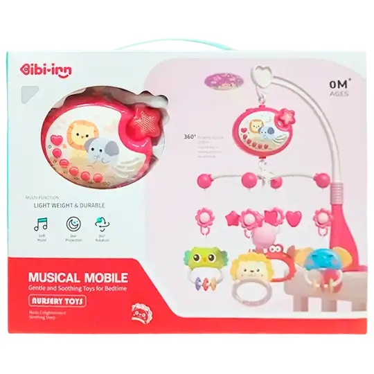 MOVIL PARA CUNA CON MUSICA Y LUZ ROSA