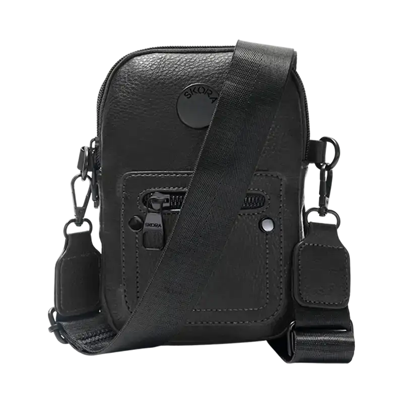 BANDOLERA PORTA CELU DOS CIERRES 19X14X4 NEGRO