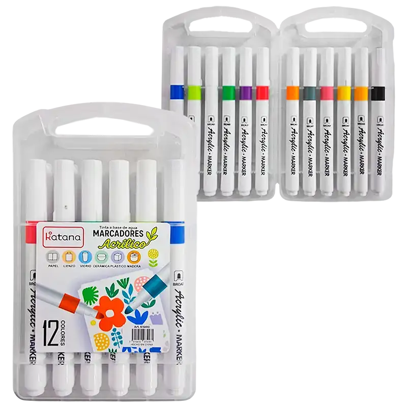 MARCADOR ACRILICO KATANA ESTUCHE X12U