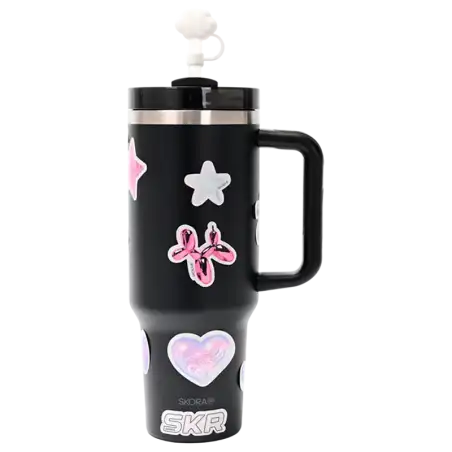 VASO TERMICO SKORA CON BOMBILLA 1200ML NEGRO