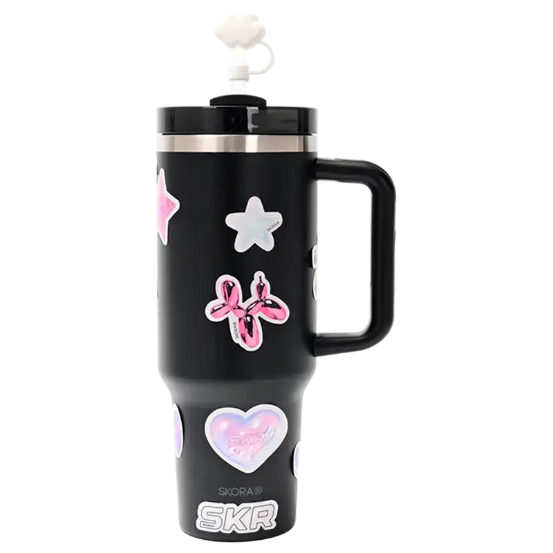 VASO TERMICO SKORA CON BOMBILLA 1200ML NEGRO