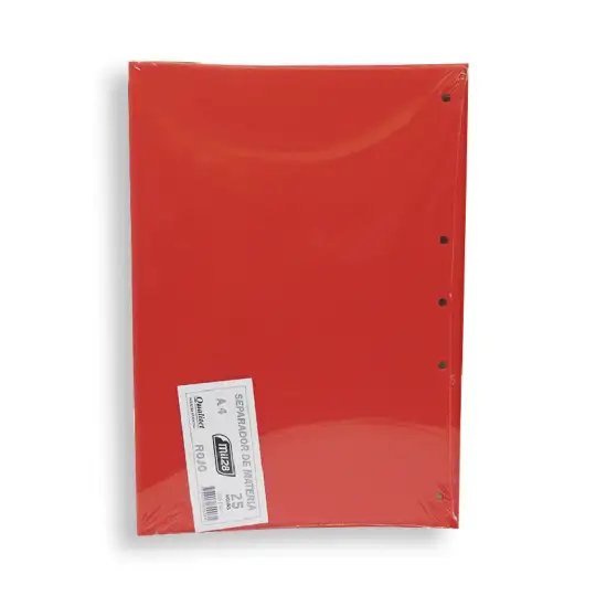 SEPARADOR DE CARTULINA A4 ROJO MIL28