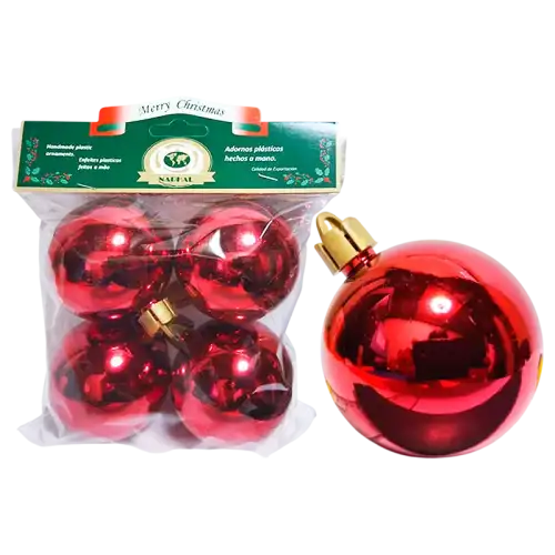 GLOBO BRILLANTE ROJO 60MM X4