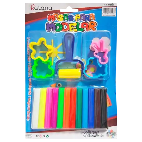 MASA PARA MODELAR X12 CON 5 MOLDES