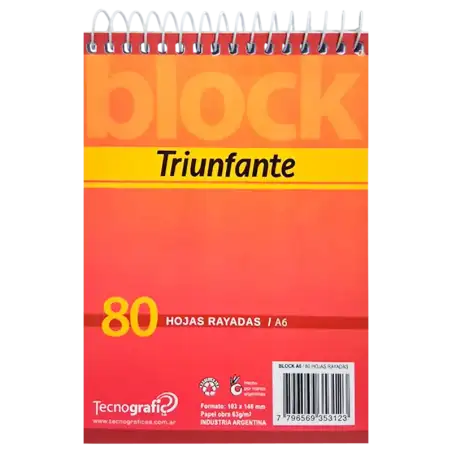 BLOCK A6 C/ ESPIRAL 80H Ray TRIUNFANTE