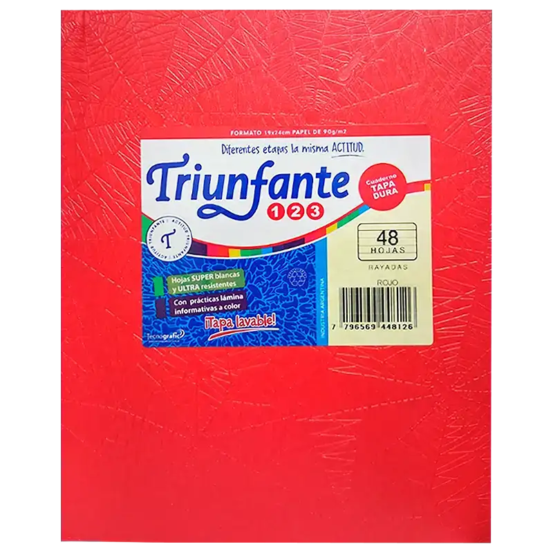 CUADERNO 123 T/D 48H Rojo TRIUNFANTE