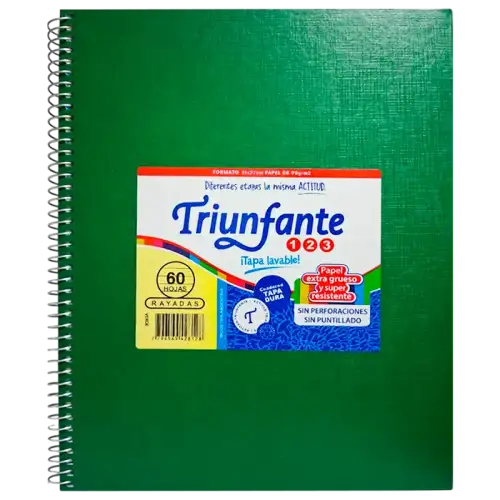 CUADERNO 21X27 ESP 60HR VER VINILICO TRIUNFANT