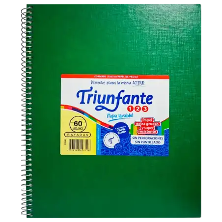CUADERNO 21X27 ESP 60HR VER VINILICO TRIUNFANT