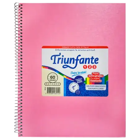 CUADERNO 21X27 ESP 60H Rosa VINILICO TRIUNFAN