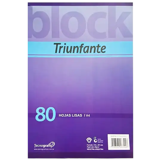 BLOCK A4 EMBLOCADO 80H Liso TRIUNFANTE
