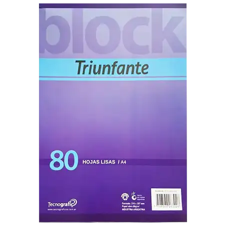 BLOCK A4 EMBLOCADO 80H Liso TRIUNFANTE