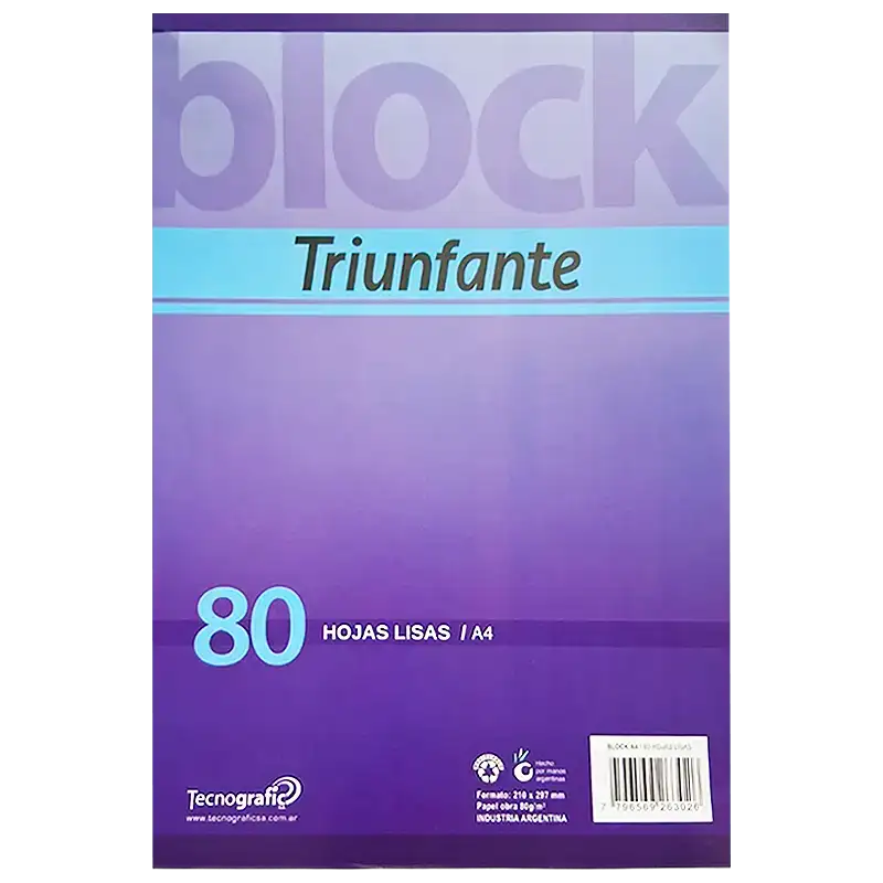 BLOCK A4 EMBLOCADO 80H Liso TRIUNFANTE