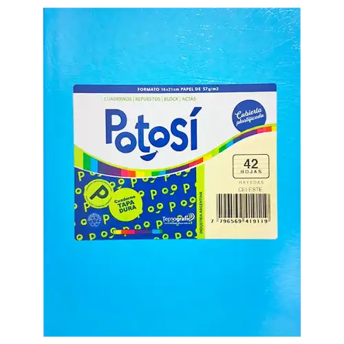 CUADERNO T/D 42H CELESTE POTOSI