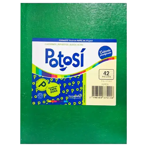 CUADERNO 16X21 T/DURA 42H Ray ARANIA VERDE POTOSI