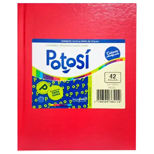 CUADERNO T/D 42H ROJO POTOSI