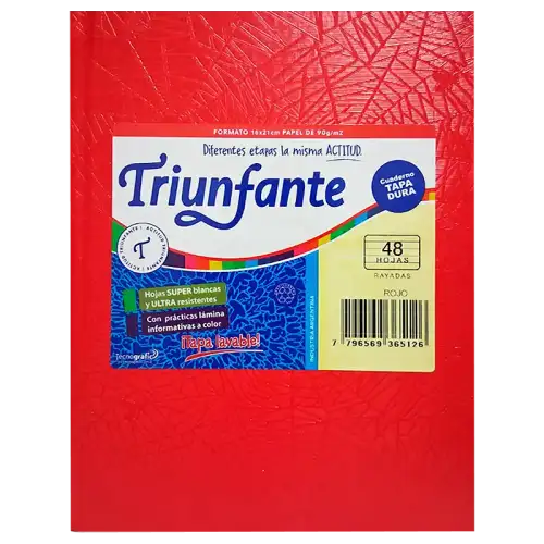 CUADERNO T/D 48H ROJO TRIUNFANTE