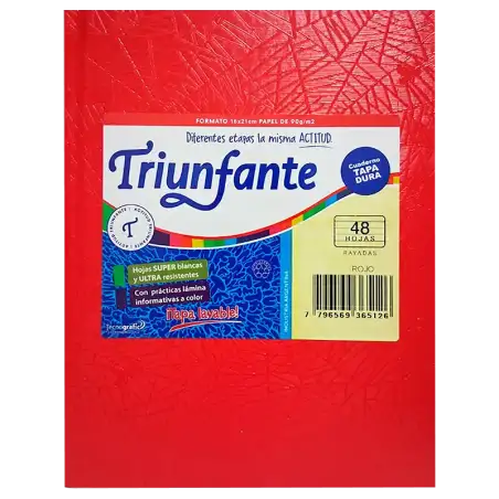 CUADERNO T/D 48H ROJO TRIUNFANTE