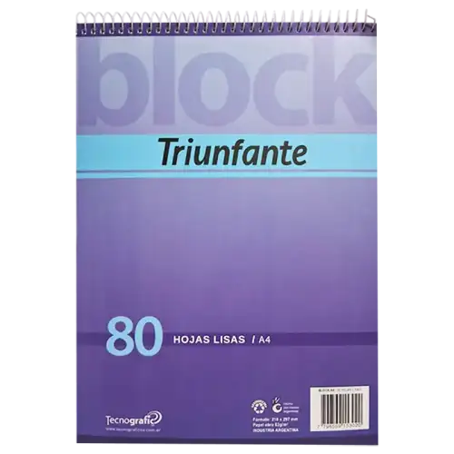 BLOCK A4 TRIUNFANTE C/ESPIRAL 80HJS LISO