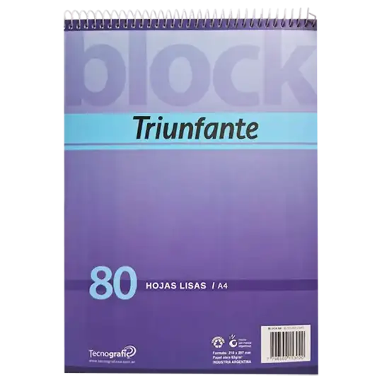 BLOCK A4 C/ESPIRAL 80H Liso TRIUNFANTE