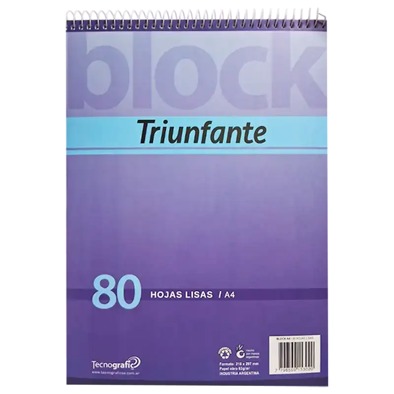 BLOCK A4 C/ESPIRAL 80H Liso TRIUNFANTE