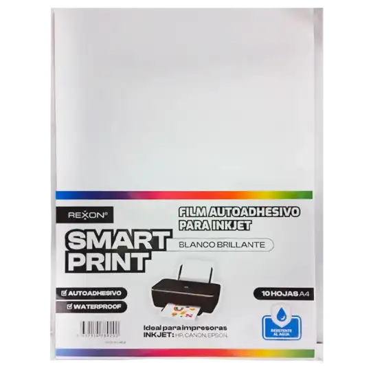 FILM ADHES INKJET BLANCO BRILL. A4X10H REXON