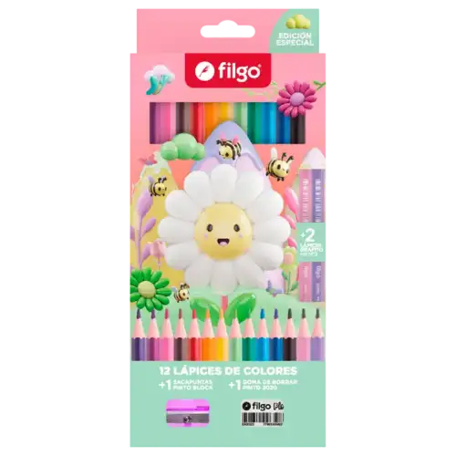 LAPICES DE COLORES PINTO X12+2HB MARGAR.FILGO