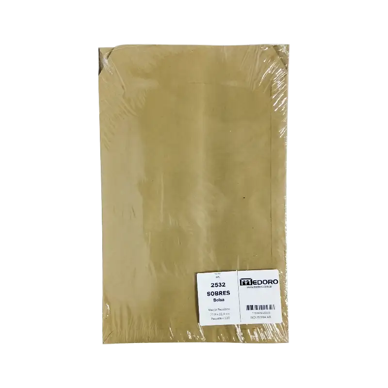 SOBRE PAPEL MADERA 80GR A4 22.9X32.4 X100U