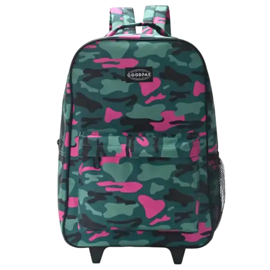 MOCHILA CARRO GOODPANT CAMUFLADO FUCSIA 17PULG."