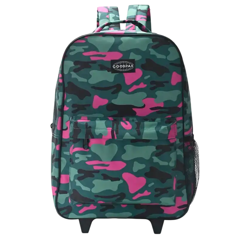 MOCHILA CARRO GOODPANT CAMUFLADO FUCSIA 17PULG."